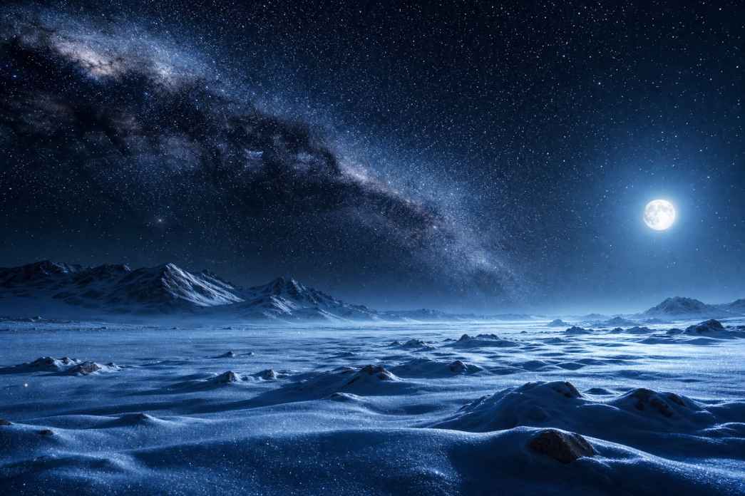 冬日雪原星空 雪原之上 银河横贯 震撼冬夜 4K壁纸 - 唯爱壁纸