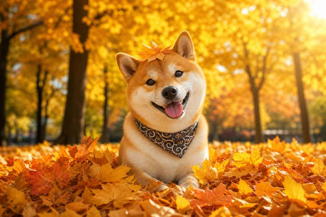 柴犬与秋日落叶 黄叶堆里 笑脸憨萌 温馨秋日 4K壁纸 - 唯爱壁纸