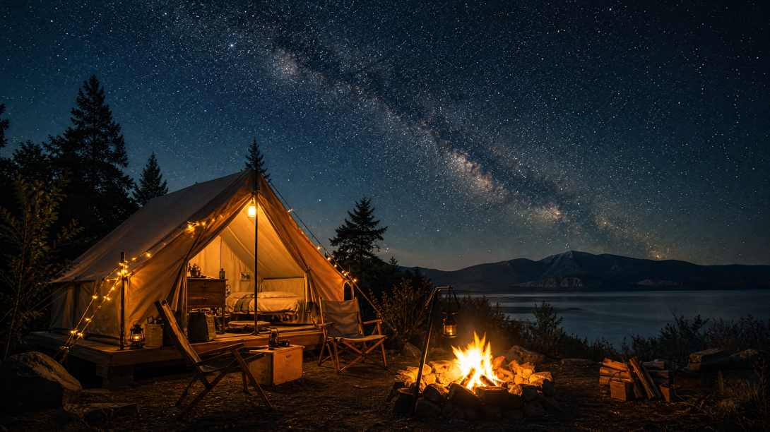星空下的帐篷，篝火，暖光，露营，宁静 - 唯爱壁纸