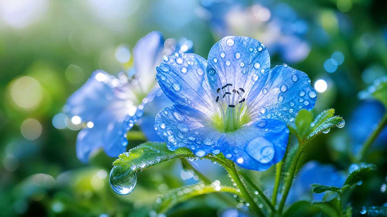 微距雨后野花 花瓣水珠 通透光影 清新特写 4K壁纸 - 唯爱壁纸