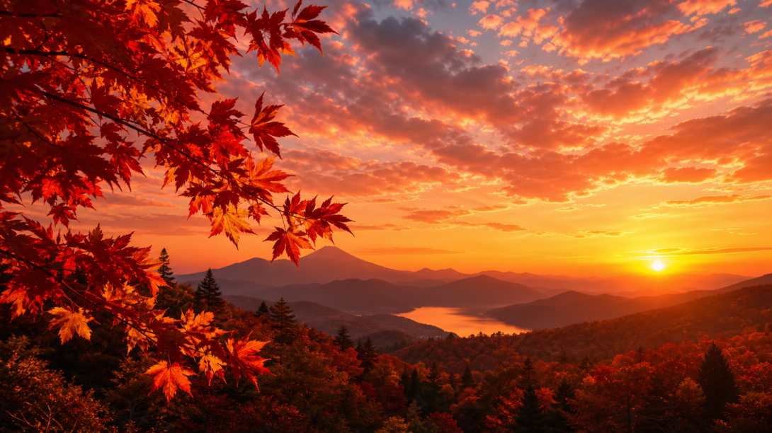 枫叶与秋日夕阳 枫林剪影 晚霞满天 唯美秋暮 4K壁纸 - 唯爱壁纸