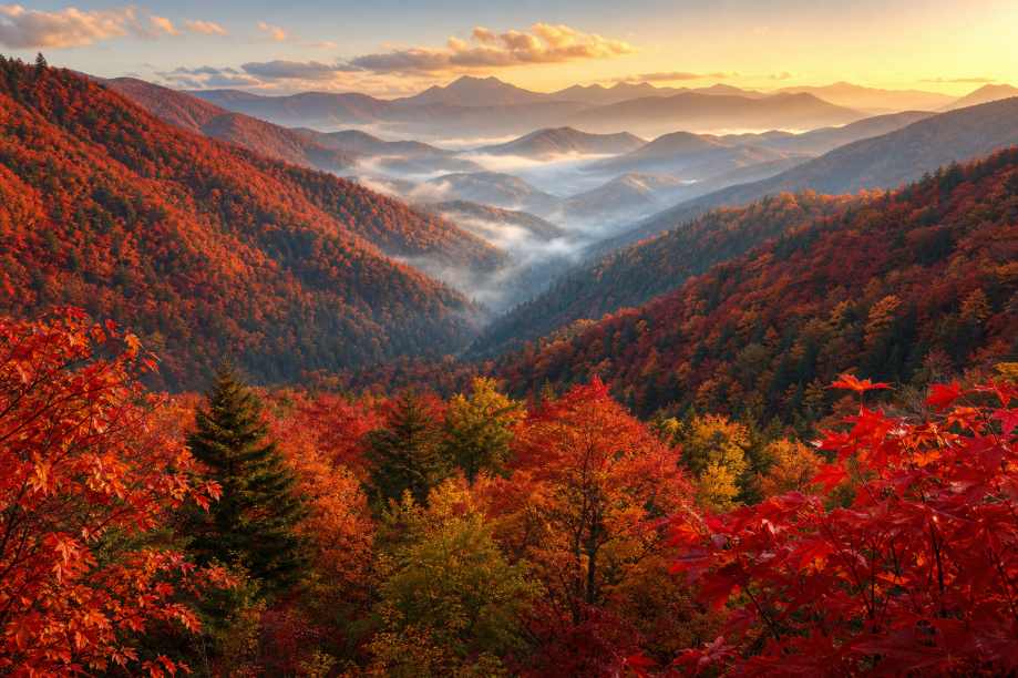 枫叶山谷 漫山红遍 层林尽染 秋日盛景 4K壁纸 - 唯爱壁纸