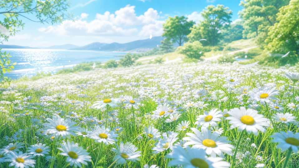 洋甘菊花海 清新小白花 阳光草地 治愈系春日 4K壁纸 - 唯爱壁纸
