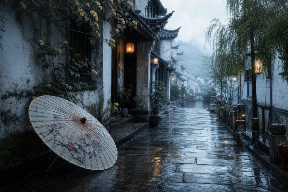 油纸伞 青石板 雨巷深深 温婉江南 古风意境 4K 壁纸 - 唯爱壁纸