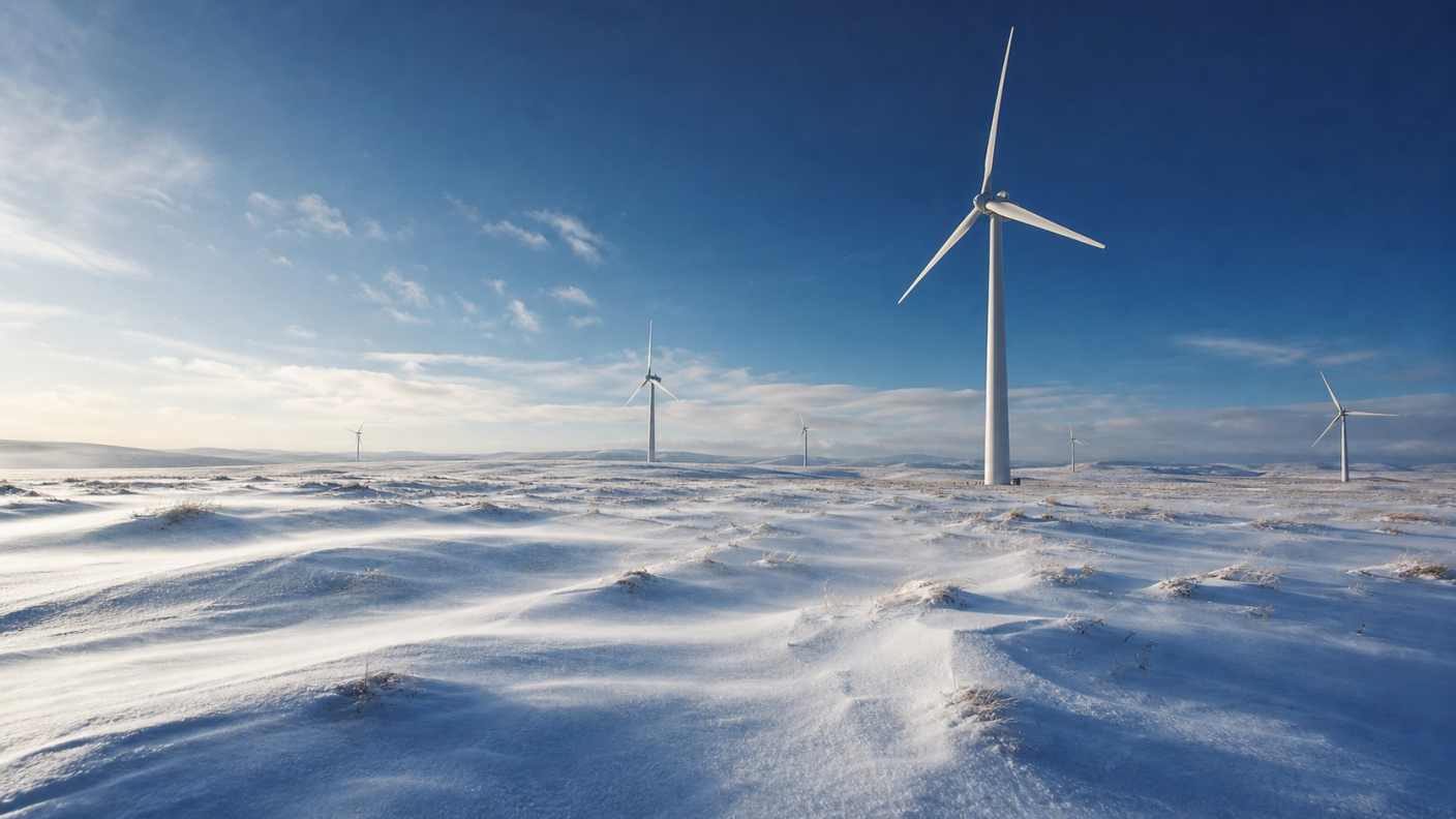 雪与风车 草原风车 白雪覆盖 开阔冬景 4K壁纸 - 唯爱壁纸