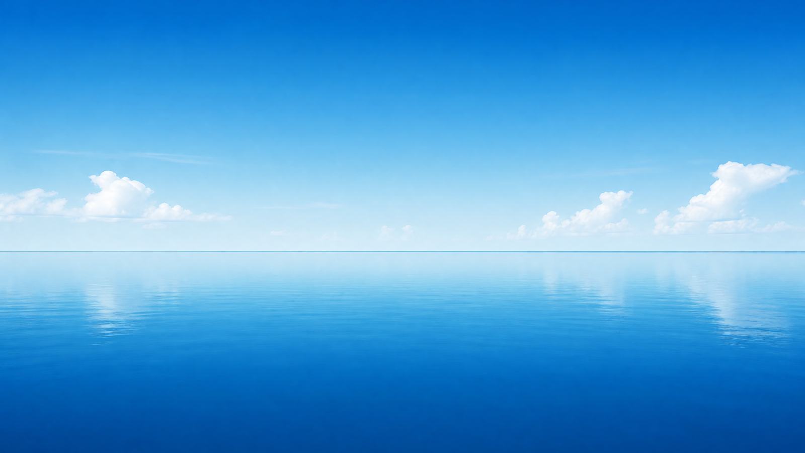 极简海洋，水平线，渐变蓝，白云，空旷，平静，16:9 - 唯爱壁纸