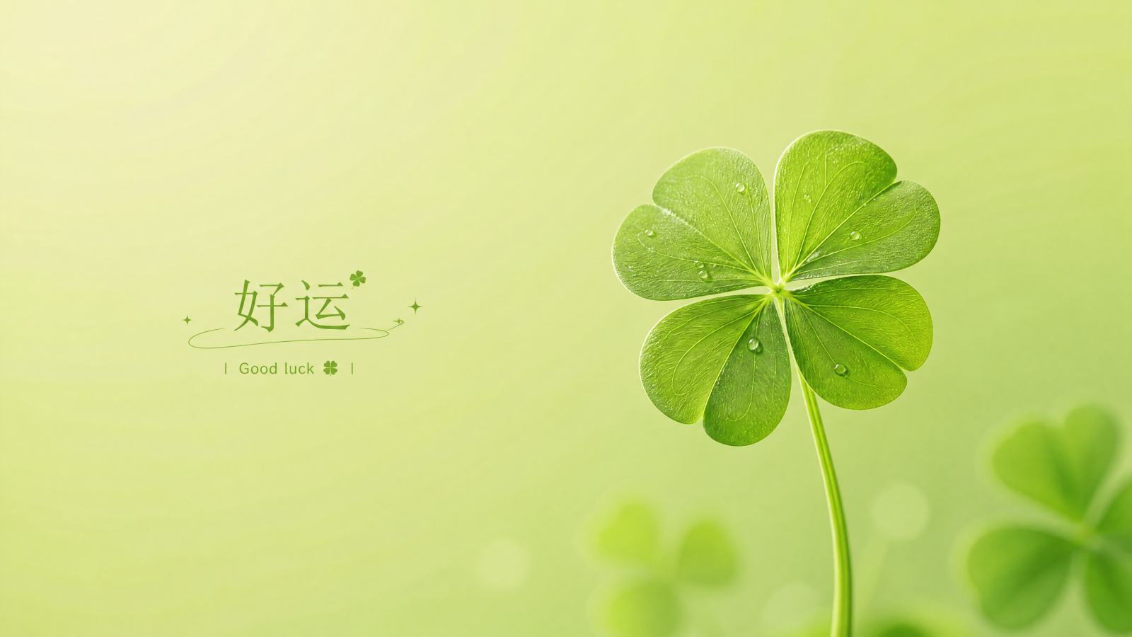 好运 四叶草 护眼 带鱼屏 壁纸 绿色 简约 简单背景 2K壁纸 - 唯爱图库